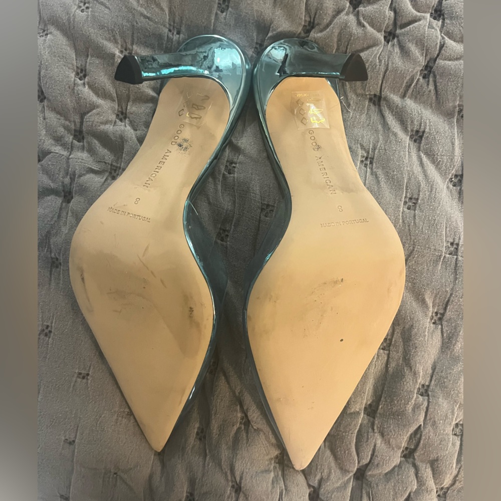 Like New Good American Womens Blue Princess Glass Slipper Stiletto Pointy Mu… - Picture 8 of 8